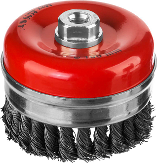 Усиленная щетка чашечная для УШМ MIRAX 35144-100 100 мм, проволока 0.5 мм - фото 1