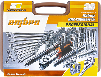 Набор инструмента универсальный 1/2"DR, 33 предмета, Ombra - фото 3