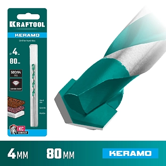 Сверло по керамограниту с твердосплавной пластиной KERAMO 29175-080-4 KRAFTOOL 4 х 80 мм - фото 6