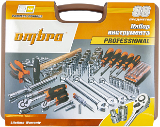 Набор инструмента универсальный 1/4", 1/2"DR, 88 предметов, Ombra - фото 3