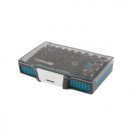 Фото 2 товара Трещотка с набором бит и торцевых головок, адаптер и удлинитель, 49 шт, S2 Gross