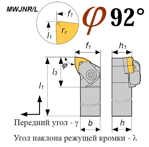 Фото 1 товара Резец MWJNR 3225 P10 Y4 проходной