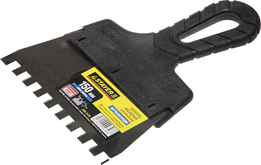 Фото 0 товара Шпатель зубчатый STAYER 150 мм, нержавеющая полотно, пластмассовая рукоятка, 1009-15-08