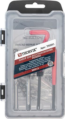 Фото 2 товара Набор для восстановления резьбы M6x1.0, 25 предметов, THORVIK
