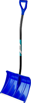 Лопата снеговая СИБИН 421847 500x374 мм, пластиковая, алюминиевый черенок, синяя - фото 1