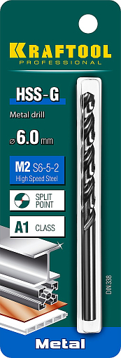 Фото 2 товара Сверло по металлу 29651-6 Pro KRAFTOOL 6 х 93 мм, HSS-G, сталь М2 (S6-5-2), класс A