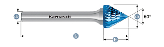 Борфреза коническая тип J KSJ 3х3 dхв=3 Lобщ=38 Blue-Tec Karnash арт. 11.5101-005 - фото 1