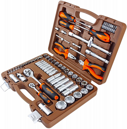 Фото 1 товара Набор инструмента универсальный 1/4", 1/2"DR, 69 предметов, Ombra