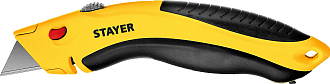 Нож с автостопом STAYER трапециевидное лезвие А24, металлический, универсальныйHercules-24 0947 Professional - фото 1