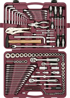 Универсальный набор инструментов 1/4", 3/8" и 1/2"DR (142 предмета) THORVIK арт. UTS0142 - фото 1