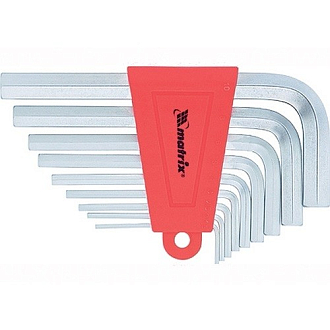 Набор ключей имбусовых HEX, 1,5-10 мм, CrV, 9 шт, коротких, с сатиновым покр.м Matrix - фото 1