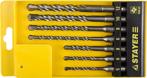 Фото 0 товара Набор буров по бетону STAYER 7 шт.: 5,6,8,10,12 мм, двурезцовый, SDS-Plus, 2930-H7