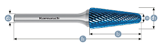 Борфреза сфероконическая тип L KEL 16х33 dхв=8 Lобщ=78 Blue-Tec Karnash арт. 11.5081-065 - фото 1