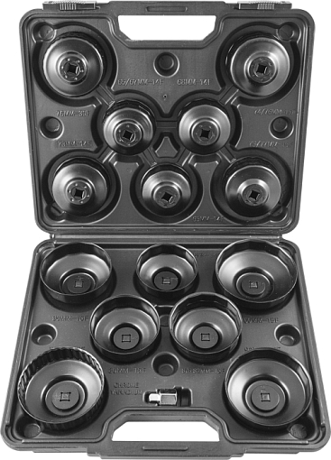 Фото 0 товара Набор съемников масляных фильтров "чашка" 65-100 мм, 14 предметов, THORVIK