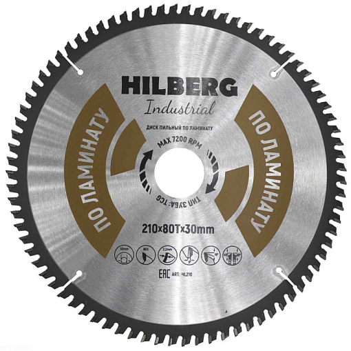 Фото 0 товара Диск пильный Hilberg Industrial Ламинат 210*30*80Т