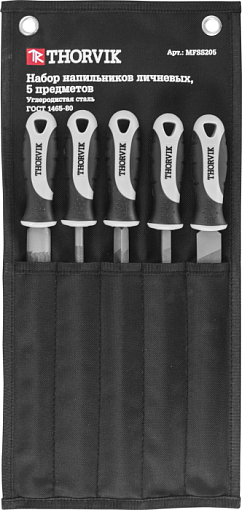 Фото 0 товара Набор напильников личневых, 200 мм, 5 предметов, THORVIK