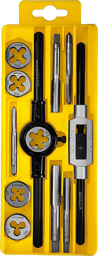 Фото 0 товара Набор метчиков и плашек MaxCut STAYER 12 предметов, легированная сталь, 28012-H12_z01