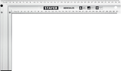 Фото 0 товара Угольник STAYER HERCULES 3432-35 Professional 350 х 2 мм, с усиленным алюминиевым полотном, жесткий столярный