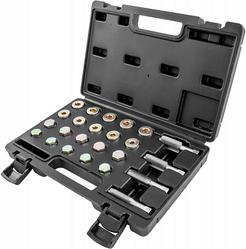 Фото 2 товара Набор для восстановления резьбы маслосливных отверстий, М13-М20, 64 предмета, THORVIK