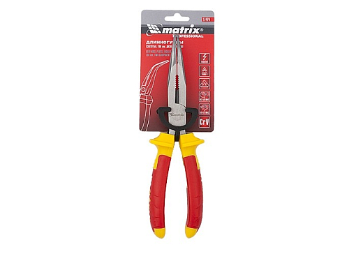 Фото 1 товара Длинногубцы изогнутые Insulated, 200 мм, двухкомпонентные рукоятки Matrix Professional