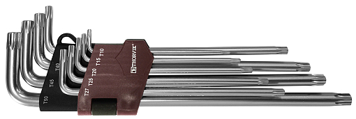 Фото 0 товара Набор ключей торцевых T-TORX® удлиненных с центрированным штифтом, Т10H-T50H, 9 предметов, THORVIK