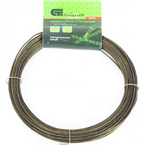 Фото 0 товара Проволока стальная 25 м, вязальная, термообработанная 1,4 мм Сибртех