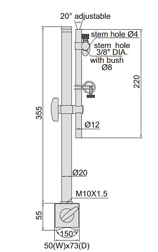 Фото 1 товара Штатив ШМ 335мм, 100кгс Ø8мм/4мм/3/8", INSIZE