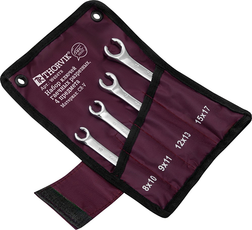 Фото 2 товара Набор ключей гаечных разрезных серии ARC в сумке, 8-17 мм, 4 предмета, THORVIK