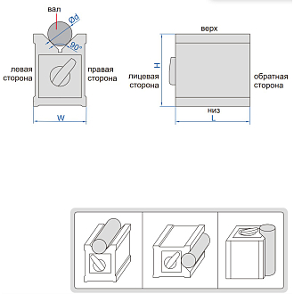 Призма пов. и разм. 70×60×73 для валов ø6-44 мм магнитная 56кгс , INSIZE - фото 2