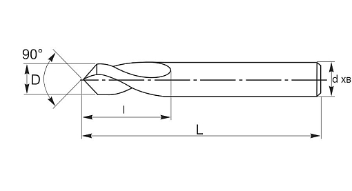 Фото 1 товара Сверло центровочное 10х10х30х75 ц/х z=2 TiALN LF05B 90° Deskar