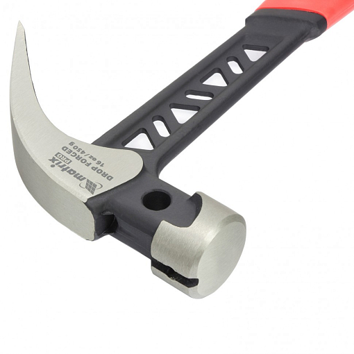 Фото 1 товара Молоток-гвоздодер, 450 г, цельн., боек с магн., двухкомп. обрезин. рукоятка Matrix Pro