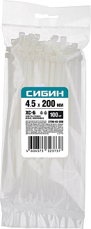 Хомуты нейлоновые белые СИБИН 200х4.5 мм, 100 шт, 3786-45-200 - фото 2