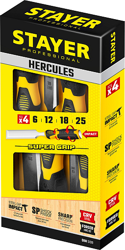 Фото 6 товара Набор стамесок 18205-H4 Professional STAYER 4 шт, 6/12/18/25 мм