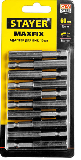 Фото 2 товара Адаптер для бит магнитный MAXFIXSTAYER 60 мм, 10 шт., 2670-60-10
