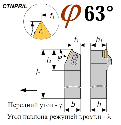 Фото 1 товара Резец CTTNR 2020 K16 проходной