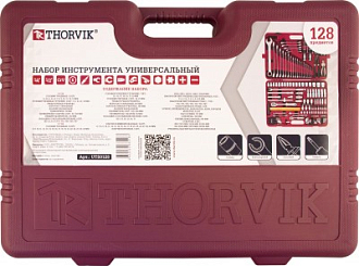 Универсальный набор инструментов 1/4", 1/2"DR (128 предмета) THORVIK арт. UTS0128 - фото 4