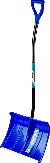 Лопата снеговая СИБИН 421847 500x374 мм, пластиковая, алюминиевый черенок, синяя - фото 6