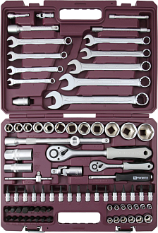 Набор инструмента универсальный 1/4", 1/2"DR, 82 предмета, THORVIK - фото 1