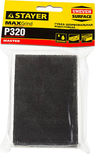 Фото 1 товара Губка шлифовальная STAYER 100х68х26мм, Р320, четырехсторонняя, 3560-4