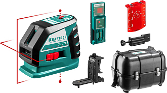 Лазерный нивелир с детектором в кейсе KRAFTOOL CL70 4 34660-4 Professional линейный - фото 1