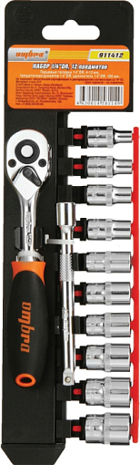 Фото 0 товара Набор головок торцевых с аксессуарами 1/4"DR, 4-13 мм, 12 предметов, Ombra