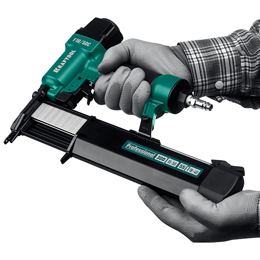 Фото 6 товара Нейлер-степлер пневматический 2-в-1 31962KRAFTOOL 19-40 мм, 15-50 мм, тип скоб/гвоздей 55/300