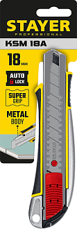 Нож KSM-18A STAYER 18 мм, сегментированное лезвие, автостоп, 09143_z01 - фото 4