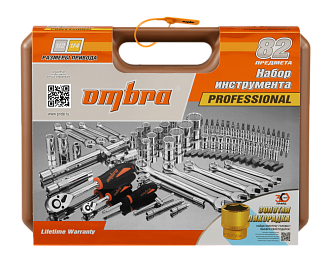 Набор инструмента универсальный 1/4", 1/2"DR с головками торцевыми 12-гранными 1/2"DR, 82 предмета, Ombra - фото 3