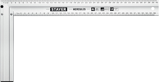 Фото 0 товара Угольник STAYER HERCULES 3432-40 Professional 400 х 2 мм, с усиленным алюминиевым полотном, жесткий столярный