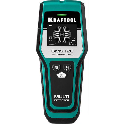 Фото 5 товара Детектор универсальный KRAFTOOL GMS 120 45298 черный металл 120 мм, цветной металл 80 мм, проводка 50 мм, дерево 20 мм