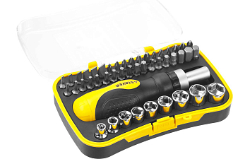 Отвертка реверсивная в наборе с битами и торцевыми головками Hercules STAYER 46 шт., 25084-H46 - фото 1