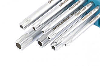 Набор ключей имбусовых TORX-TT, 9 шт: T10-T50, удлиненные, S2, сатинированные Gross - фото 3