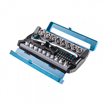 Набор торцевых головок, трещотка 120 зубьев, 36 пред., 1/2", 3/8”, CrV Gross - фото 3