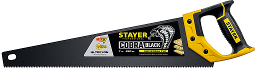 Фото 0 товара Ножовка универсальная (пила) COBRA BLACK STAYER 7 TPI, 450 мм, 2-15081-45_z01 Professional